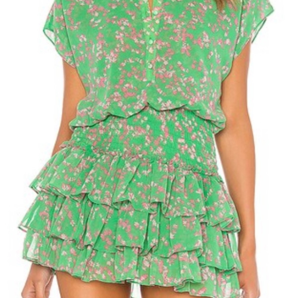 Misa Los Angeles Green Floral Mini Dress